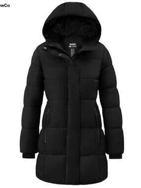 Women's Warm Waterproof Winter Coat Hooded Padded Long Puffer Jacket
